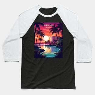 Cancun, Mexico, Beach, Water, Sand, Travel Print Baseball T-Shirt